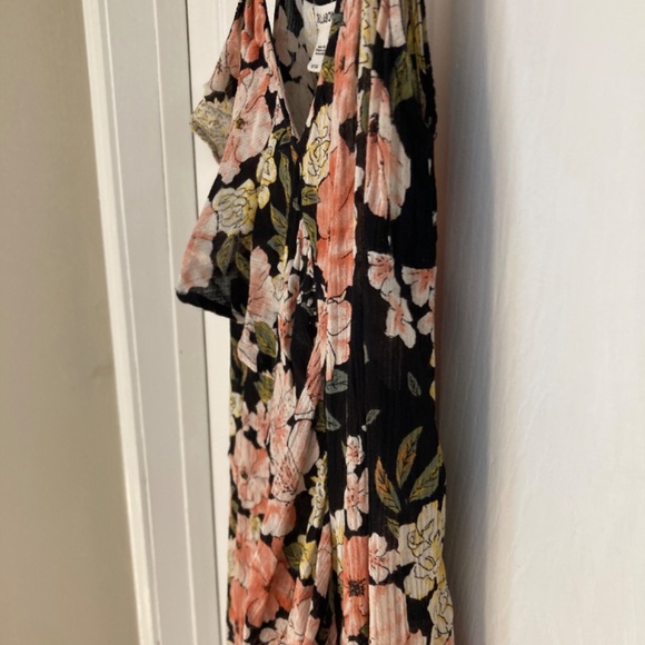 Billabong Floral Mini Dress Pink & Black Ruffle Detail Small - Picture 5 of 9